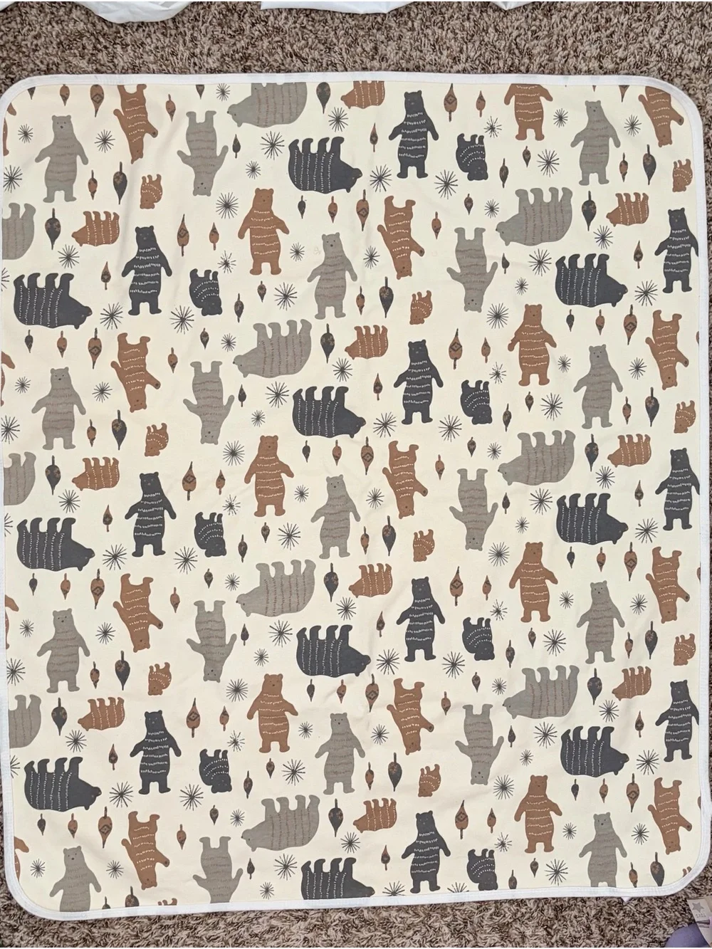 Kids towel blanket with Bear Print - Brown, Gray, Black